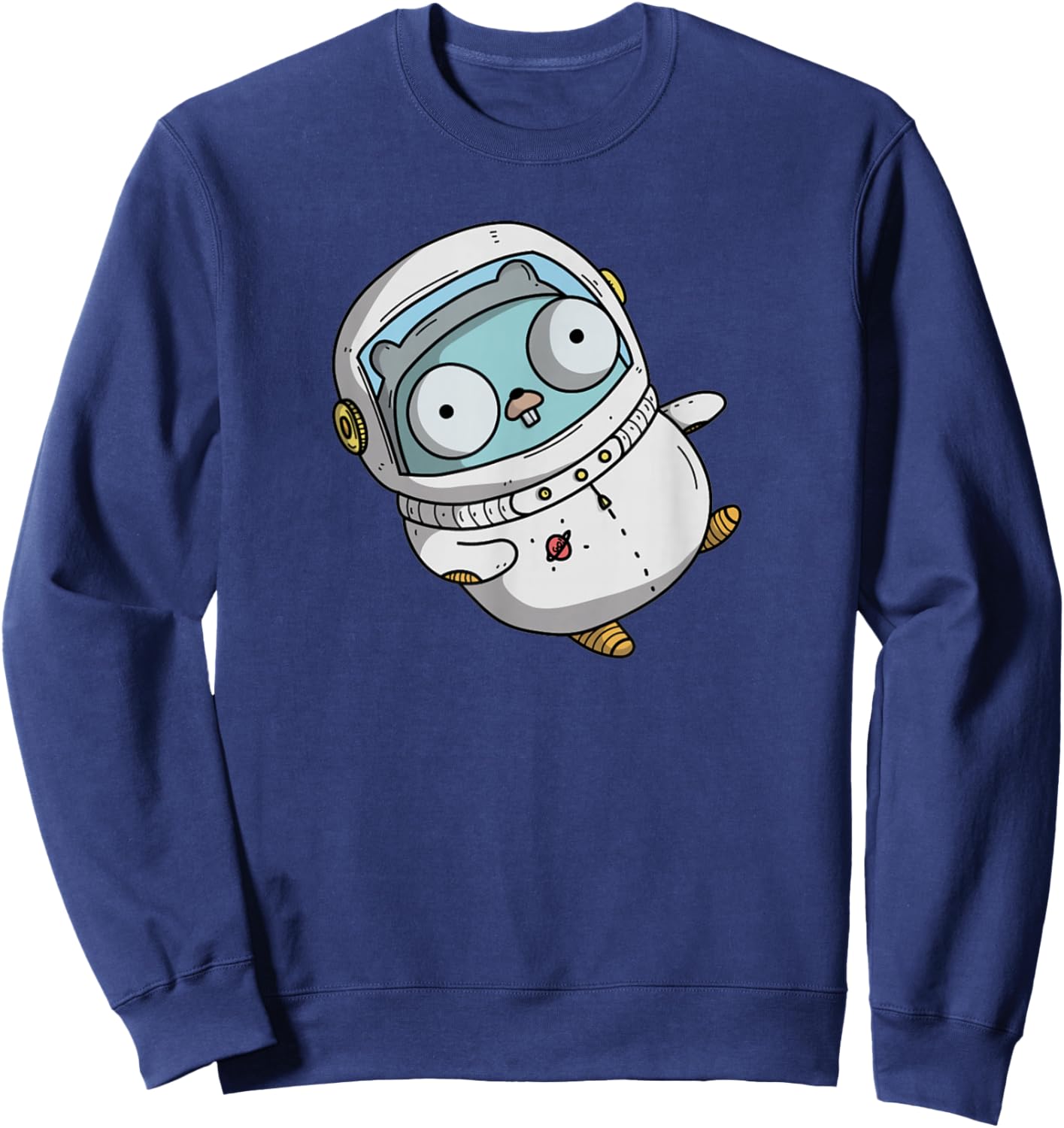 Astronaut Gopher - Fun Programmer Developer GO lang Logo Sweatshirt - Sweatshirt | Navy