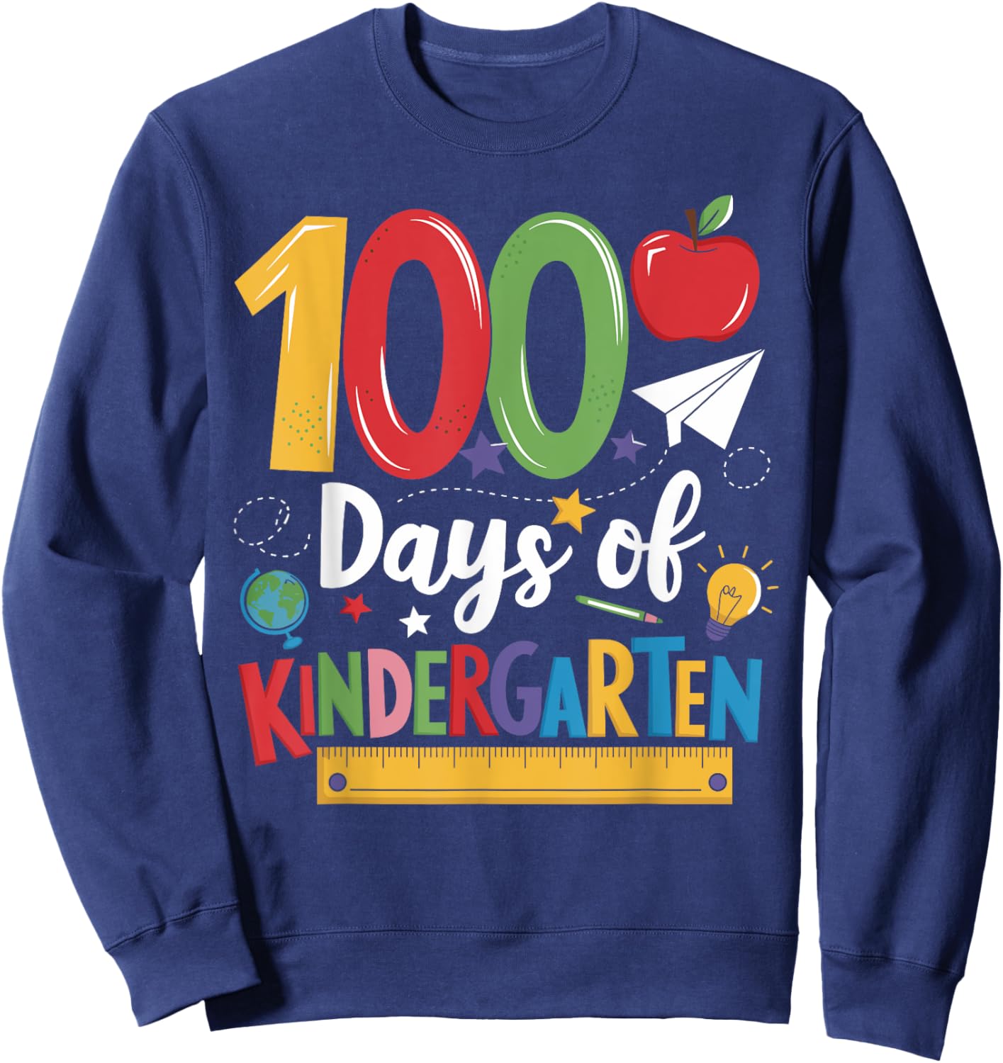 100 Days Of Kindergarten School 100th Days Of School Kids Sweatshirt - Sweatshirt | Navy