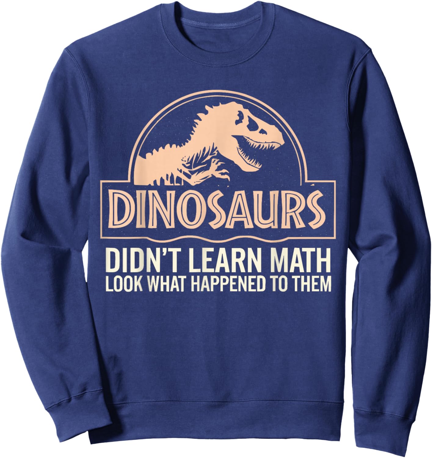 Funny Mathematics Math Teacher, Dinosaurs Didn't Learn Math Sweatshirt - Sweatshirt | Navy