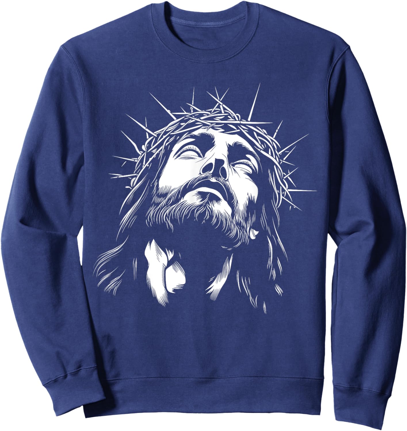 Crown of Thorns - Head of Jesus Christ Sweatshirt - Sweatshirt | Navy