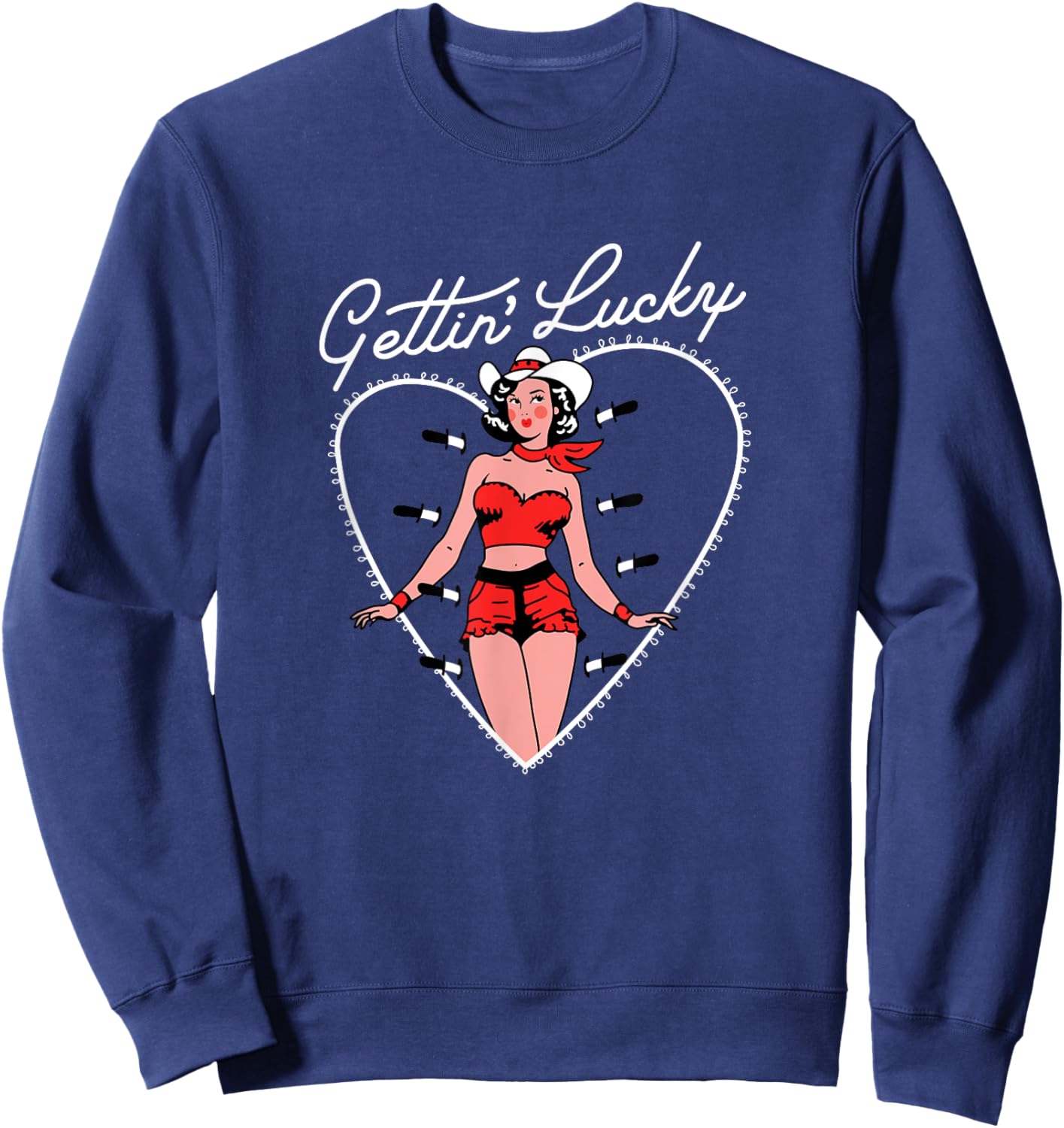 Funny Valentine Gettin' Lucky Sweatshirt - Sweatshirt | Navy