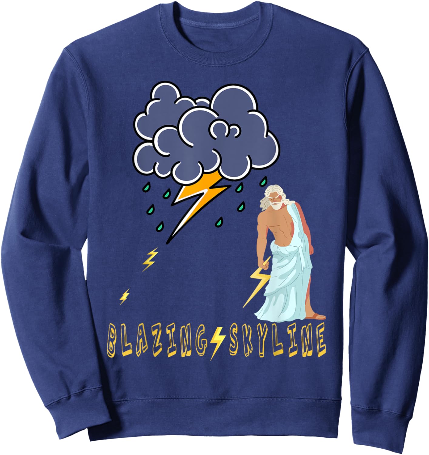 Zeus Greek God Thunder Lightning Bolt Storm Retro Mythology Sweatshirt - Sweatshirt | Navy