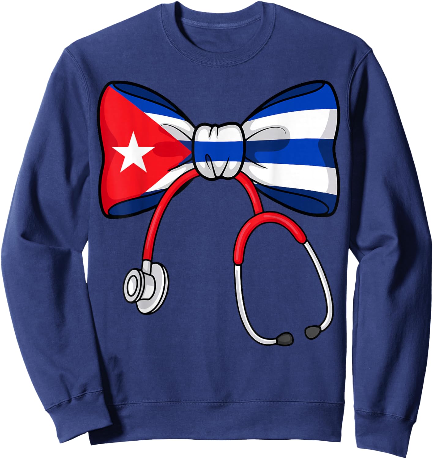 Cuban Nurse Pride Cuba Flag RN Heartbeat Hero Sweatshirt - Sweatshirt | Navy