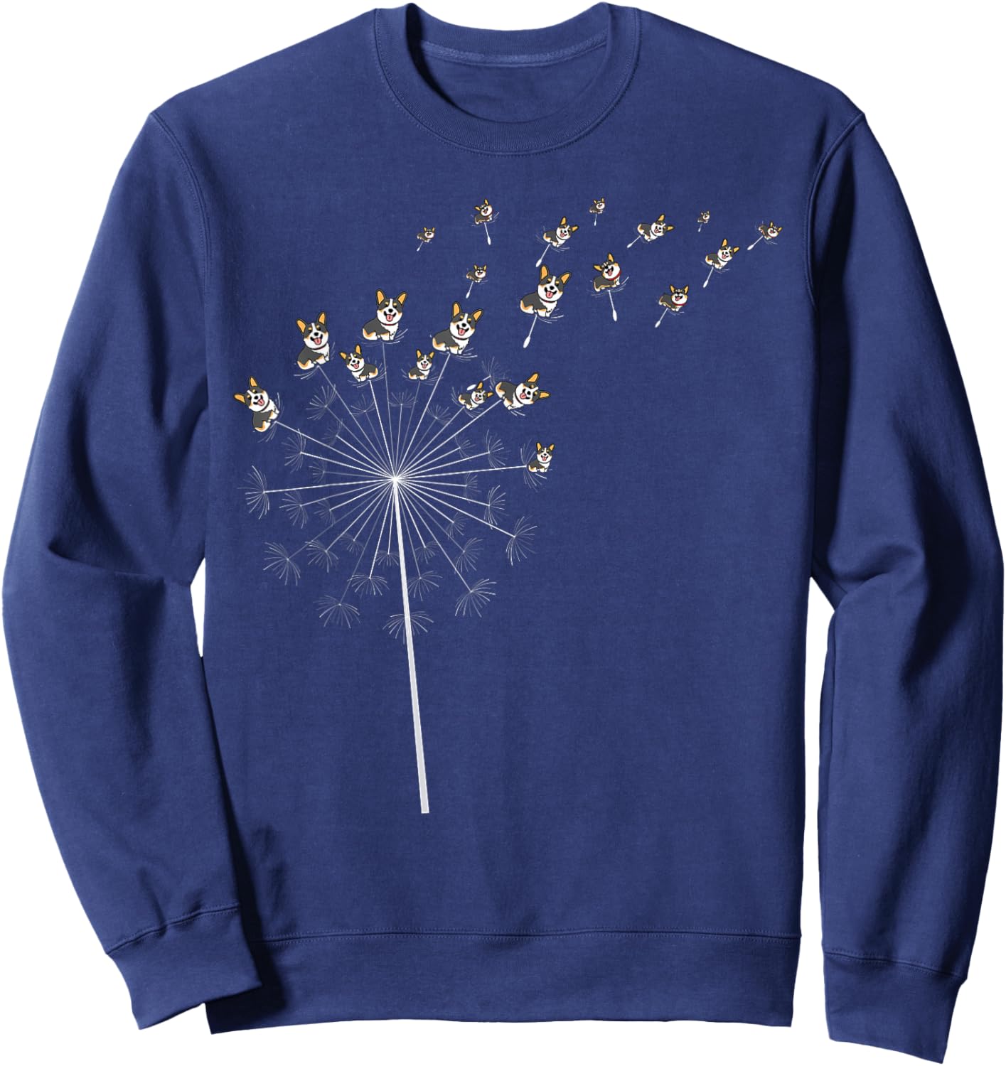 Tricolor Corgi Dandelion Funny Men Women Lover Sweatshirt - Sweatshirt | Navy