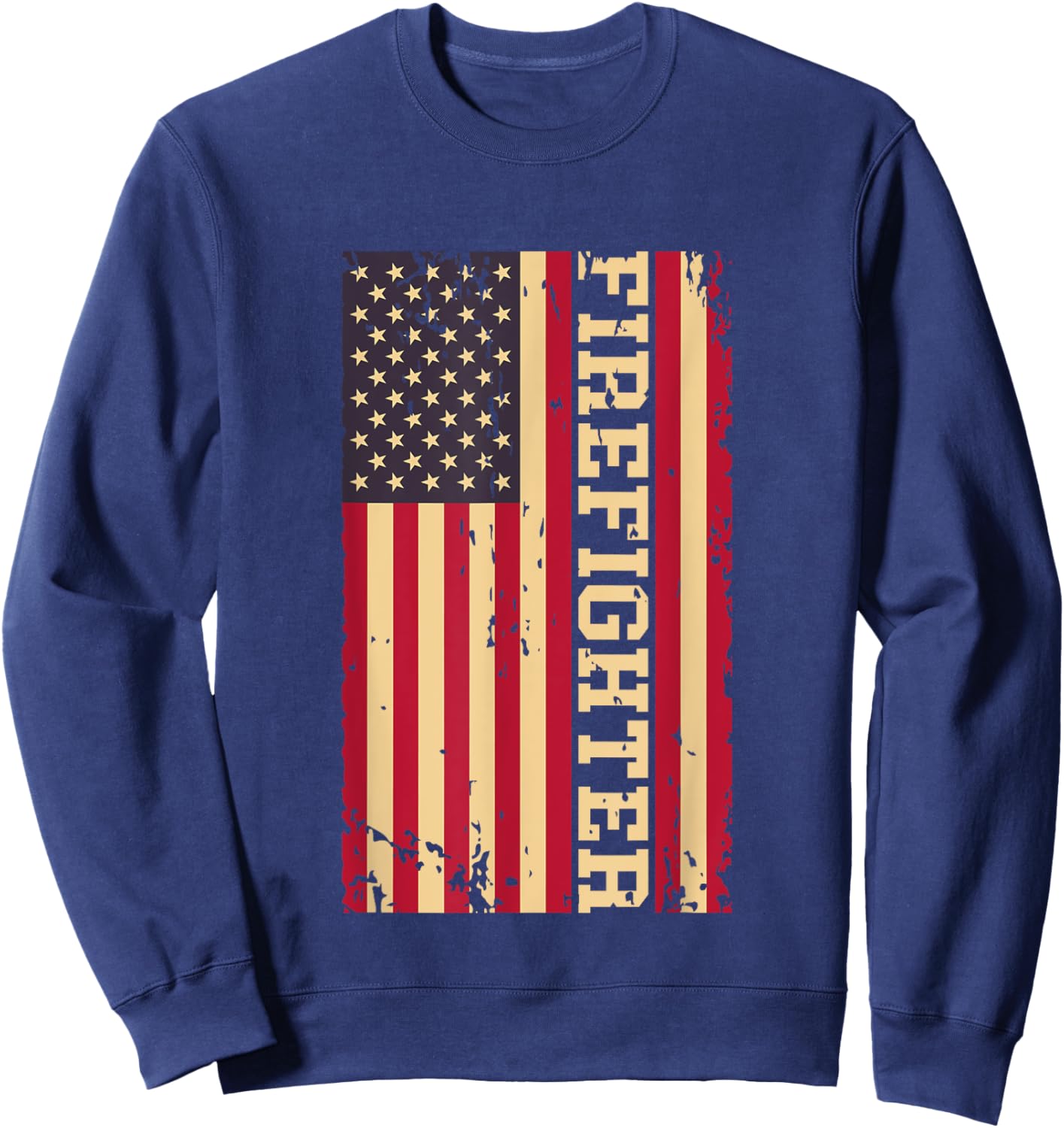 Firefighter Fire Dept Department Fireman Fire Rescue US Flag Sweatshirt - Sweatshirt | Navy
