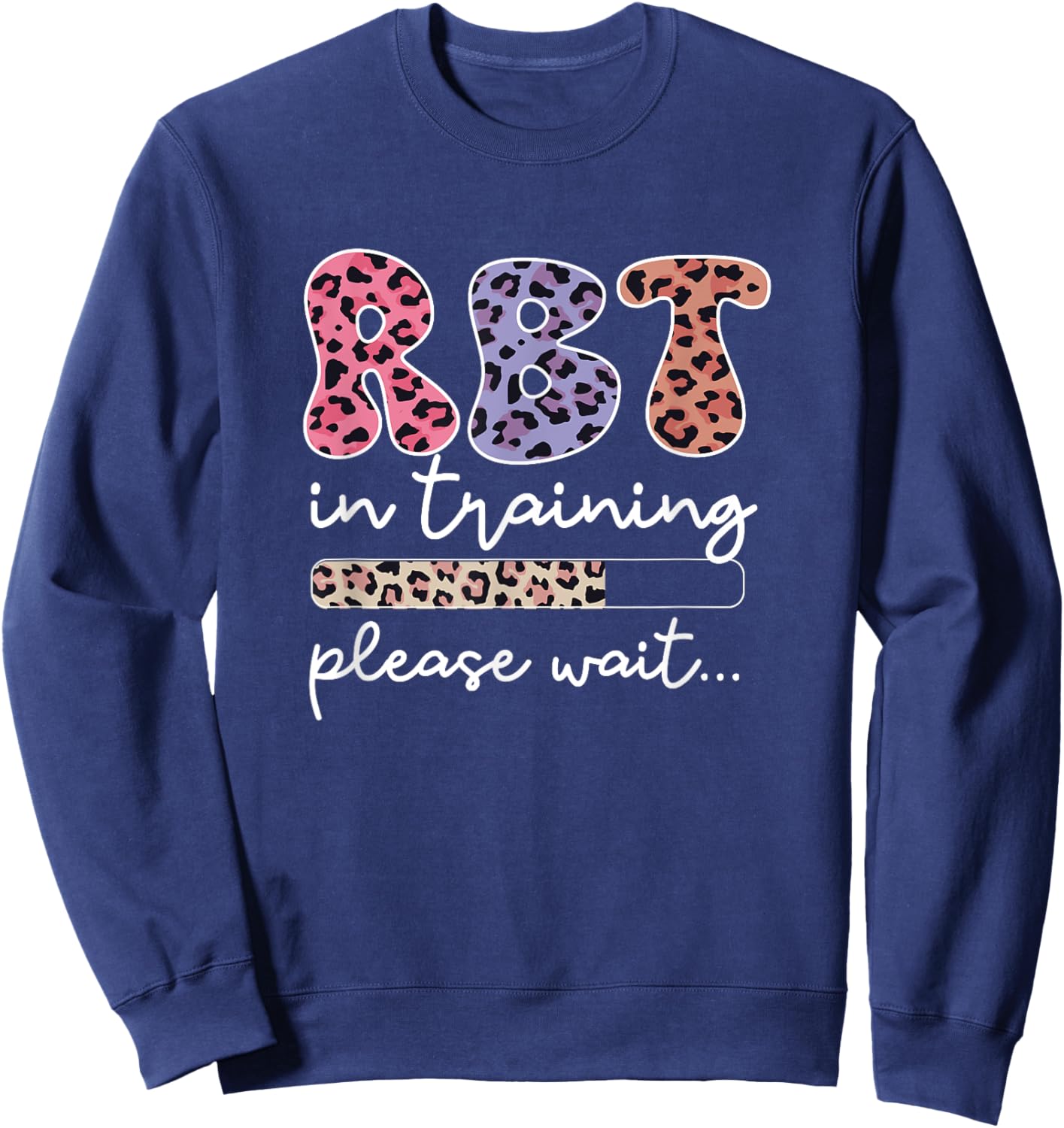 RBT in Training Registered Behavior Technician Leopard Print Sweatshirt - Sweatshirt | Navy