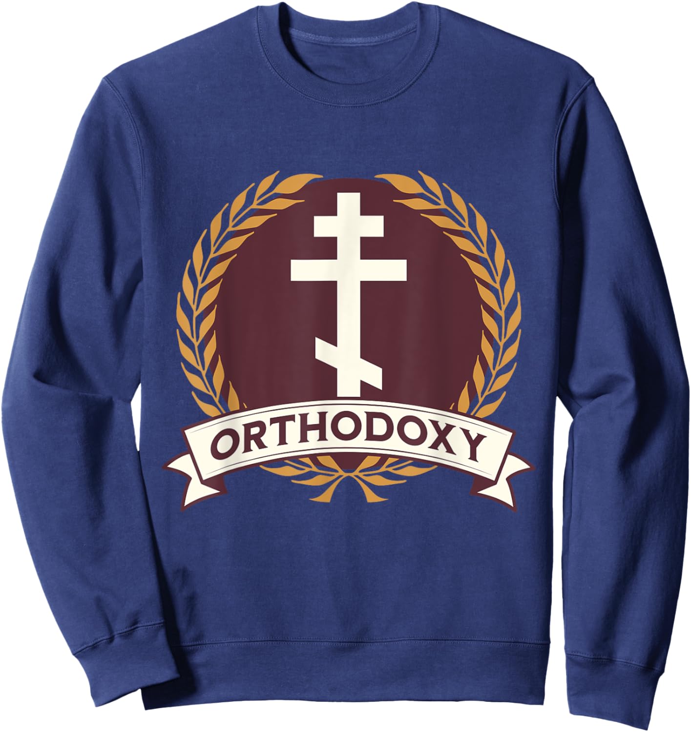 Orthodox Cross Eastern Orthodox Symbol Sweatshirt - Sweatshirt | Navy