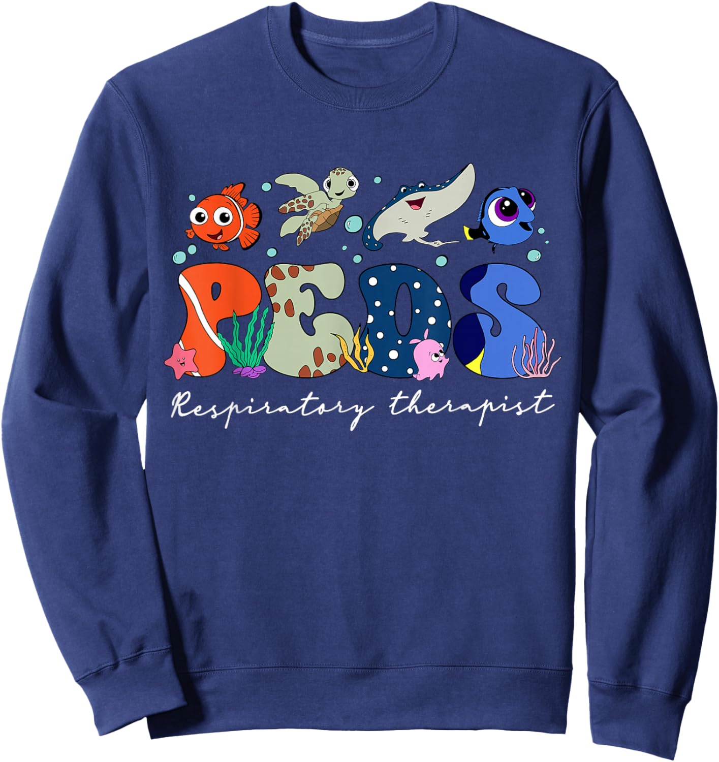PEDS Respiratory Therapist Ocean Animal Pediatric RT Summer Sweatshirt - Sweatshirt | Navy