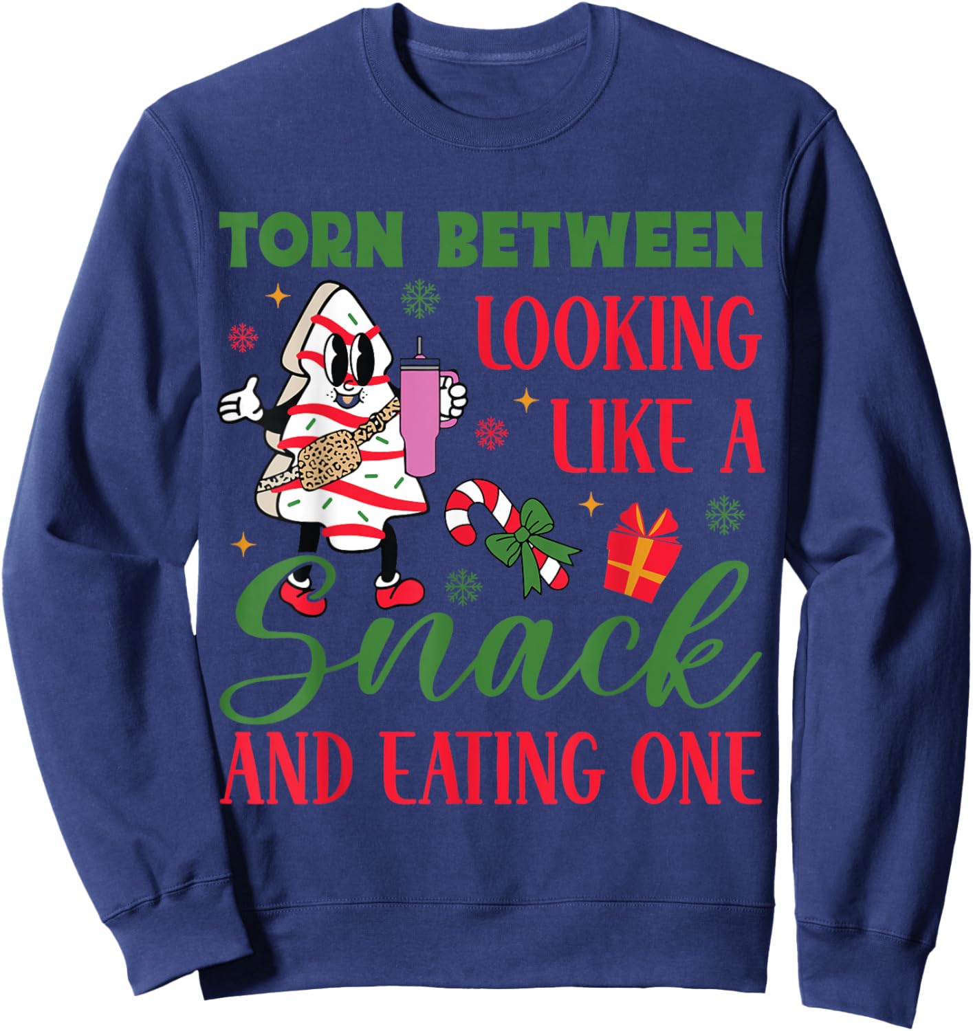 Torn Between Looking Like A Snack And Eating One Christmas Sweatshirt - Sweatshirt | Navy
