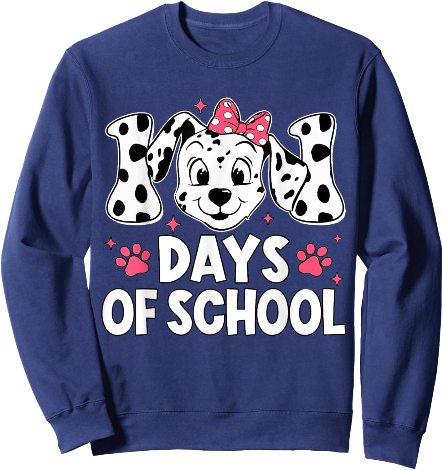 100 Days Of School Dalmatian Dog Boy Kid 100th Day Of School Sweatshirt - Sweatshirt | Navy