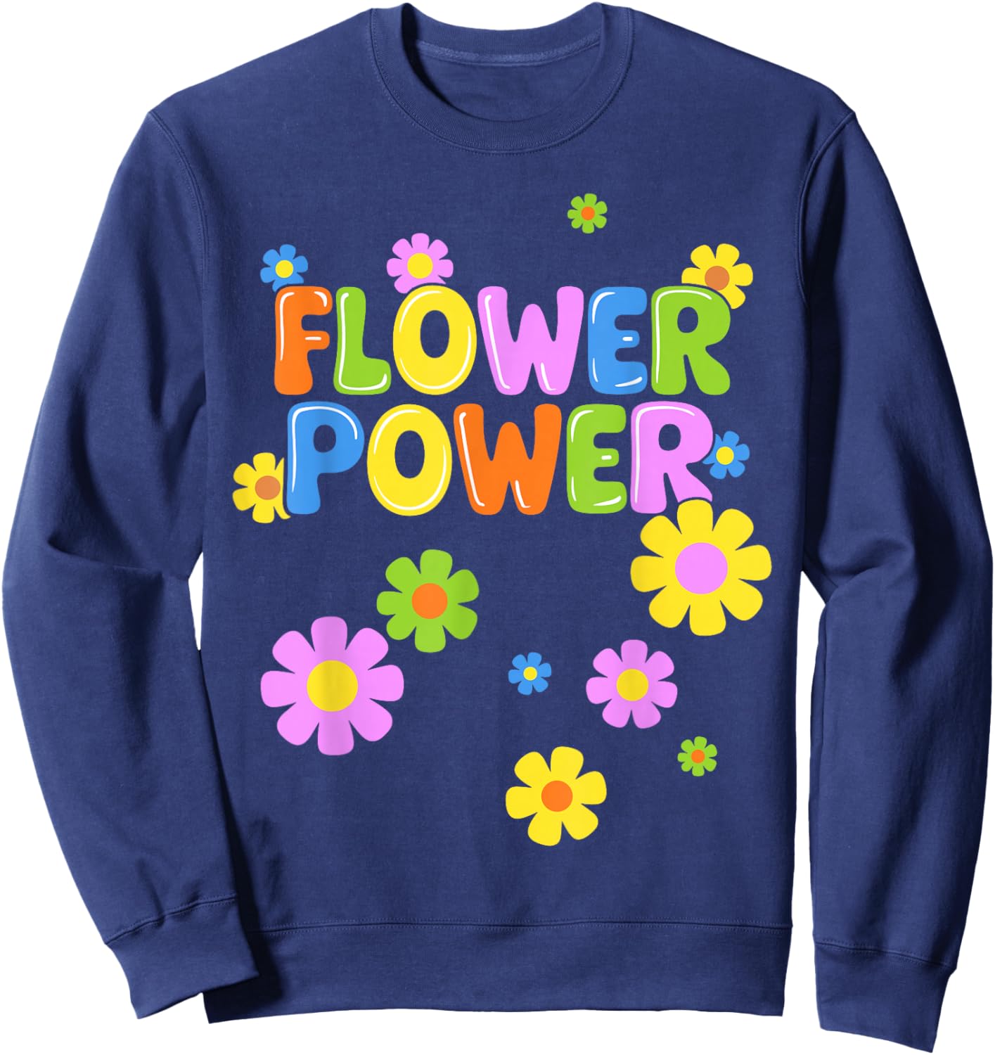 Flower Power Hippie Costume 60s 70s Party Carnival Sweatshirt - Sweatshirt | Navy