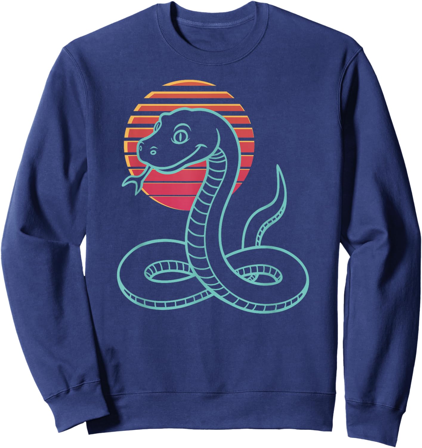 Snake Lover Serpent Reptile Retro Synthwave 80s Sweatshirt - Sweatshirt | Navy