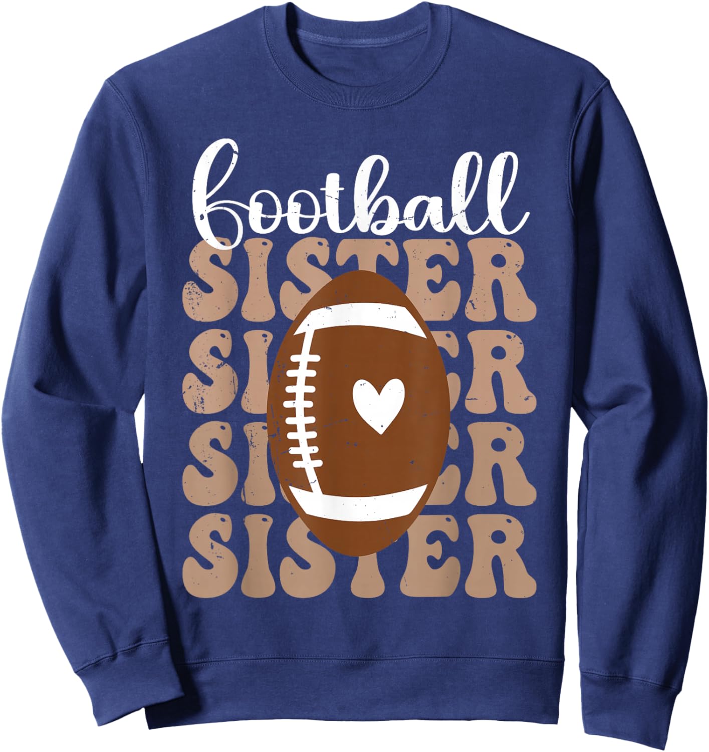 Football Sister Vintage Sport Lover Sister Mothers Day Sweatshirt - Sweatshirt | Navy