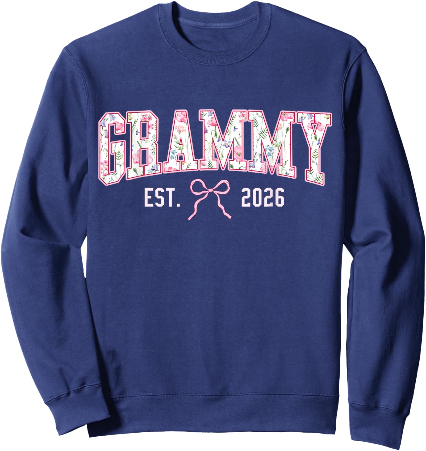 Mothers Day Grammy Est 2026 Coquette Bow Floral Women Sweatshirt - Sweatshirt | Navy