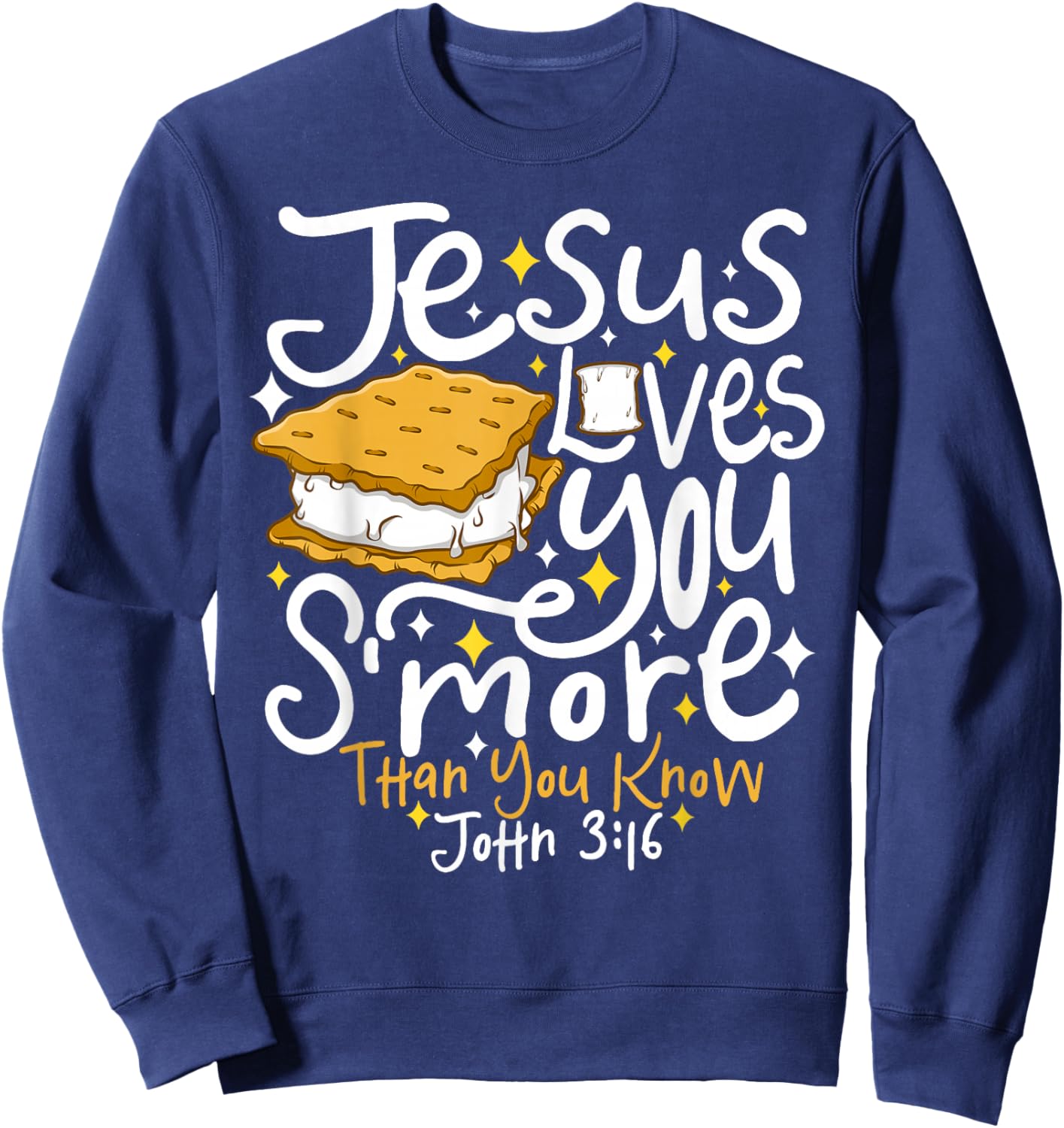 Camping Smore Jesus Loves You John Bible Verse Christian Sweatshirt - Sweatshirt | Navy