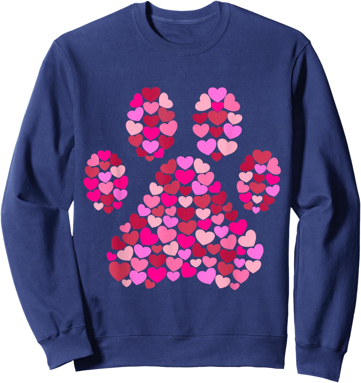 Paw Print Hearts Dog Lover Gift Men Women Girls Kids Sweatshirt - Sweatshirt | Navy