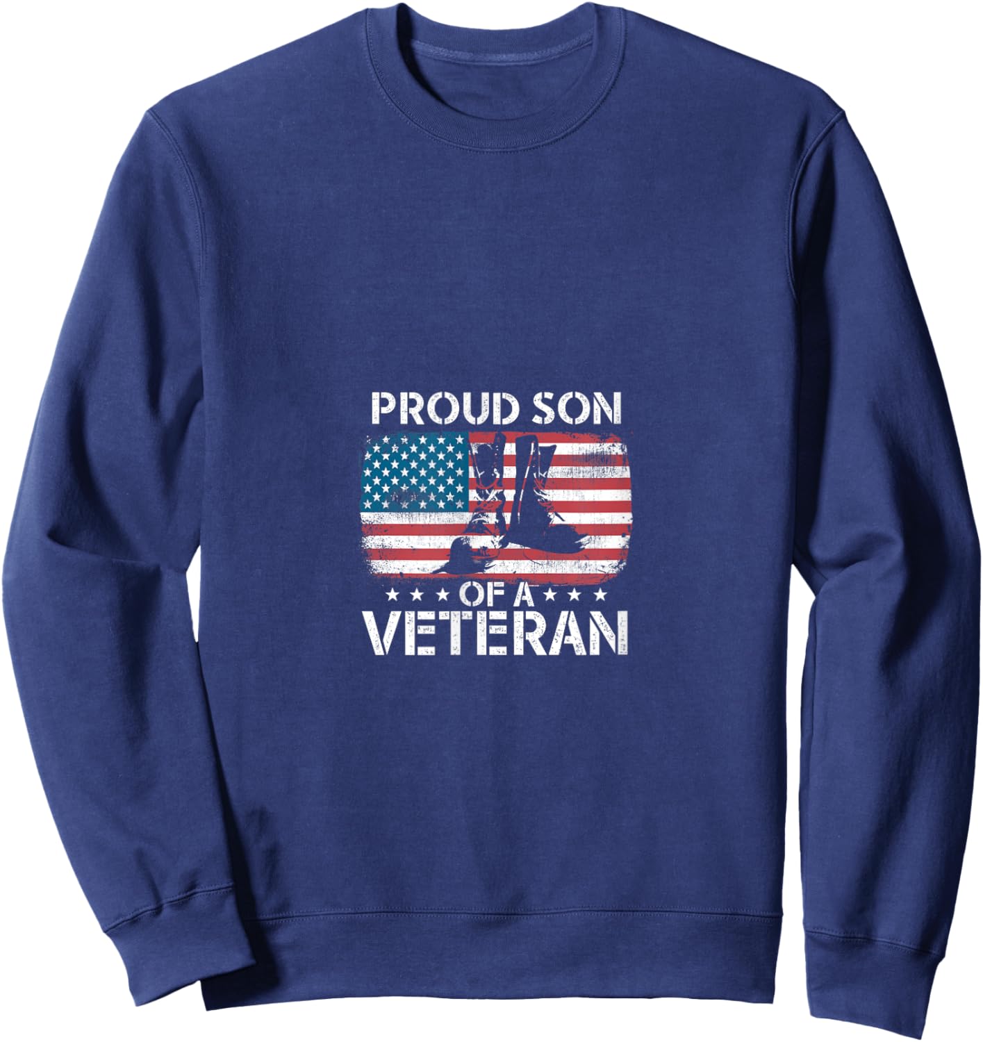 Proud Son Of A Veteran Usa Tribute Sweatshirt - Sweatshirt | Navy