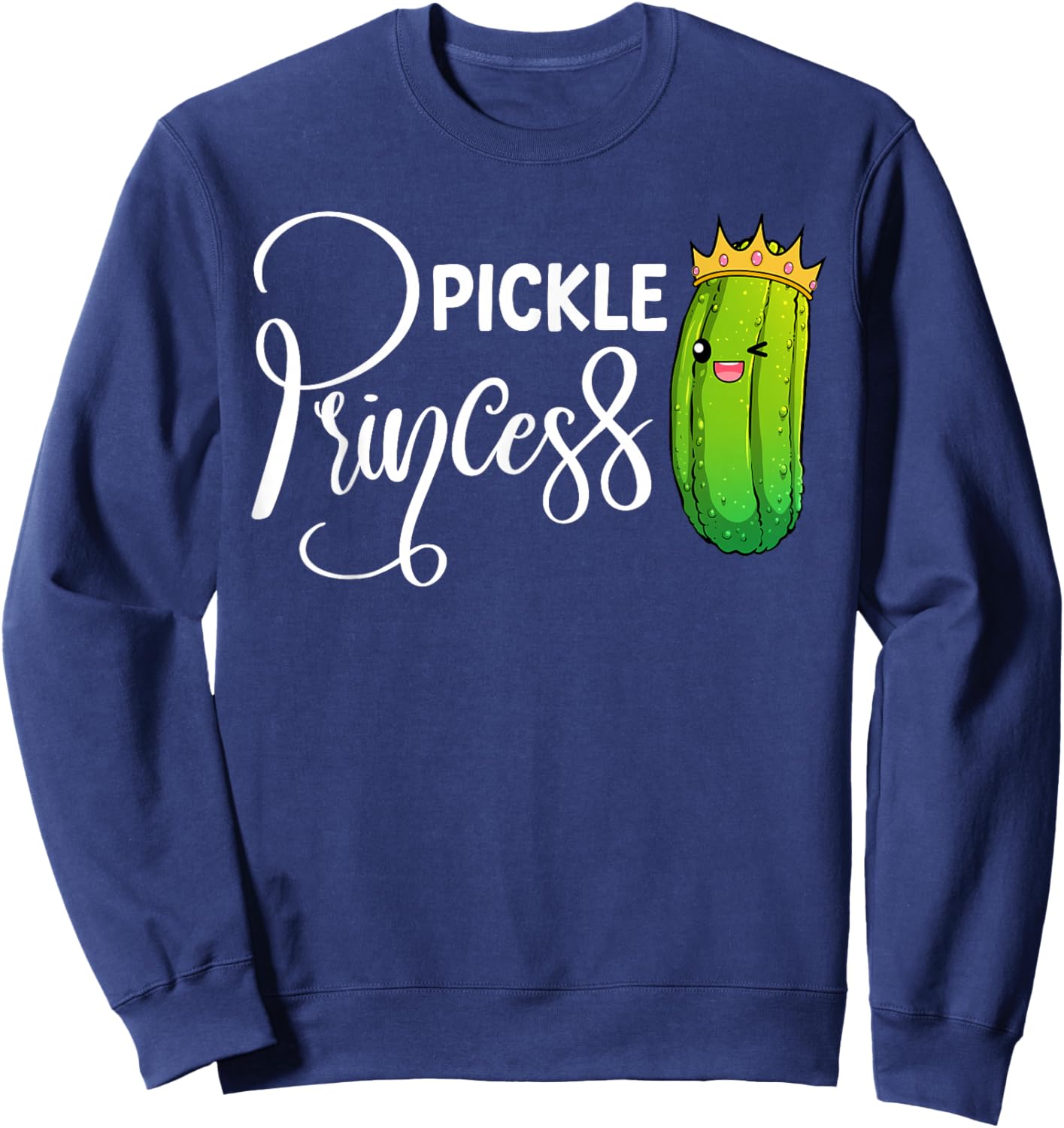 Cool Pickle Princess Art Girls Dill Pickle Novelty Sweatshirt - Sweatshirt | Navy