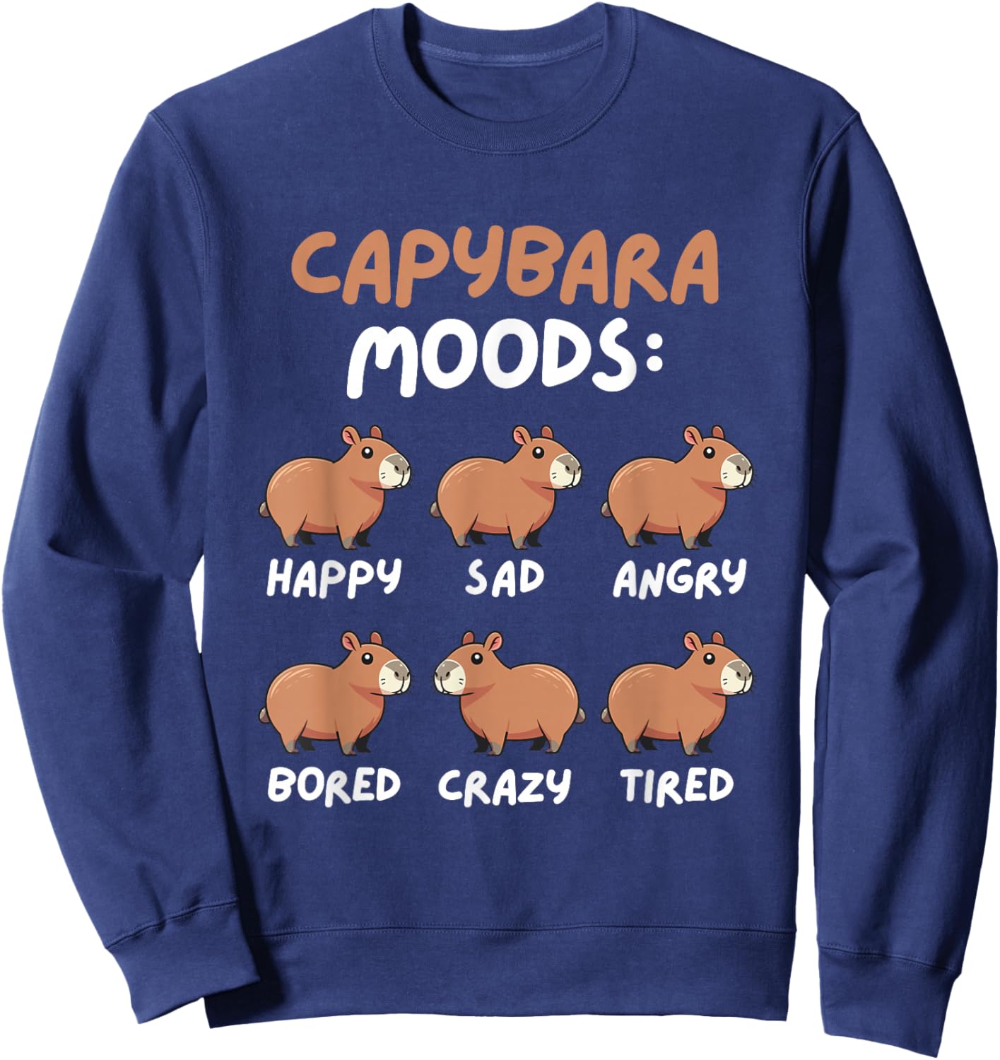 Funny Cute Capybara Moods Children Men Women Sweatshirt - Sweatshirt | Navy