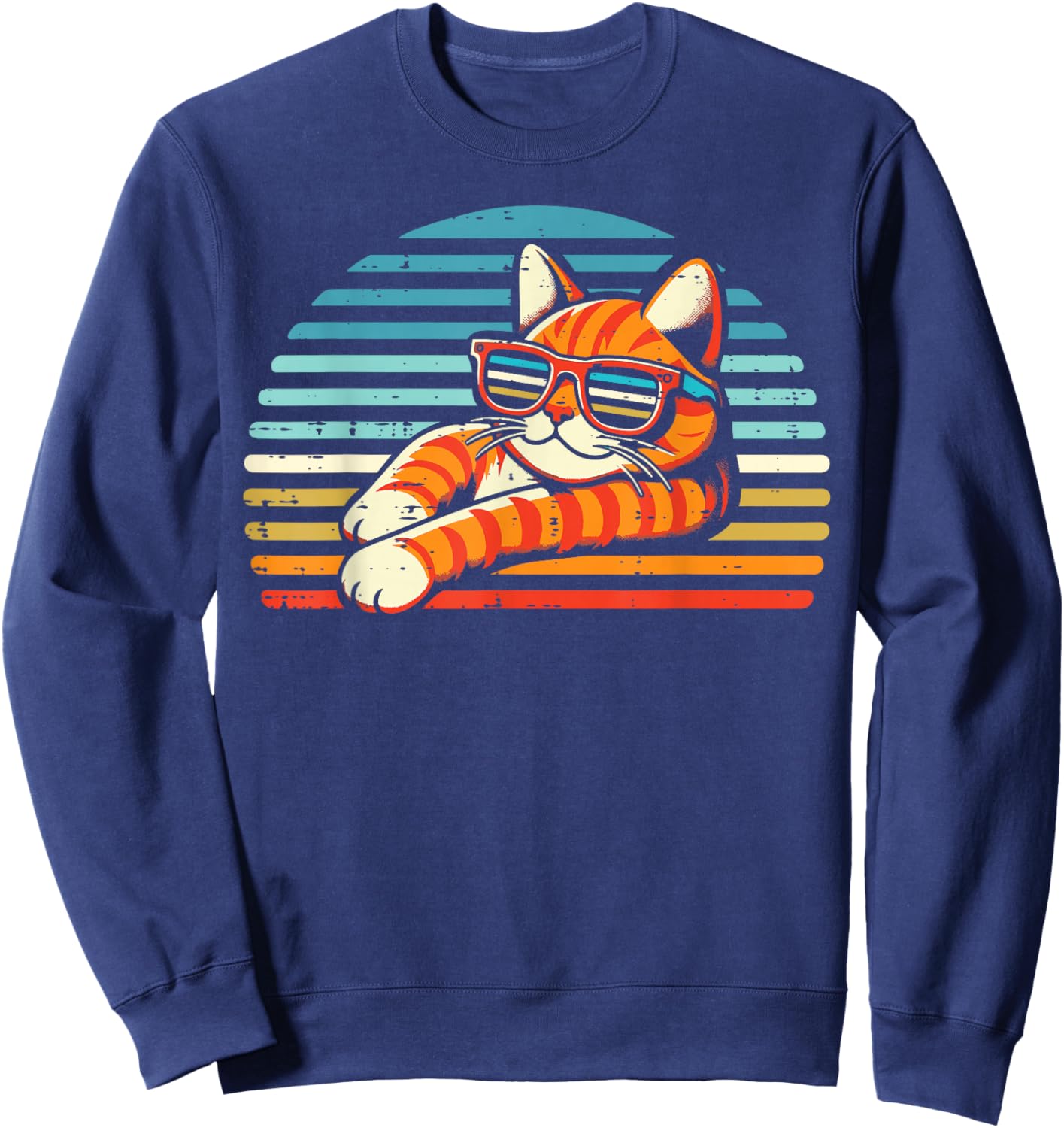 Retro Orange Cat Sunglasses Women Kids Sweatshirt - Sweatshirt | Navy
