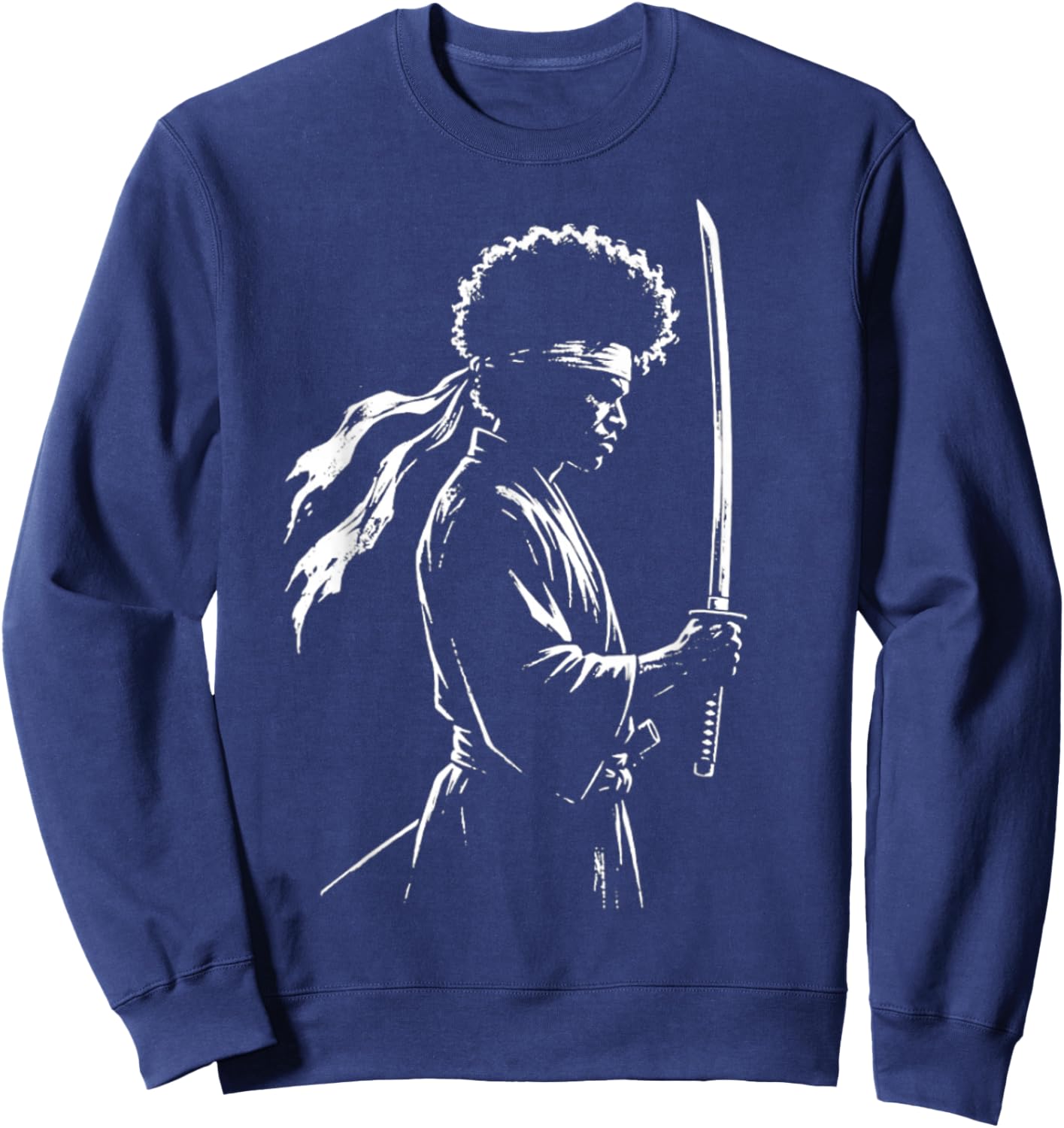 Samurai Warrior with Afro Sweatshirt - Sweatshirt | Navy