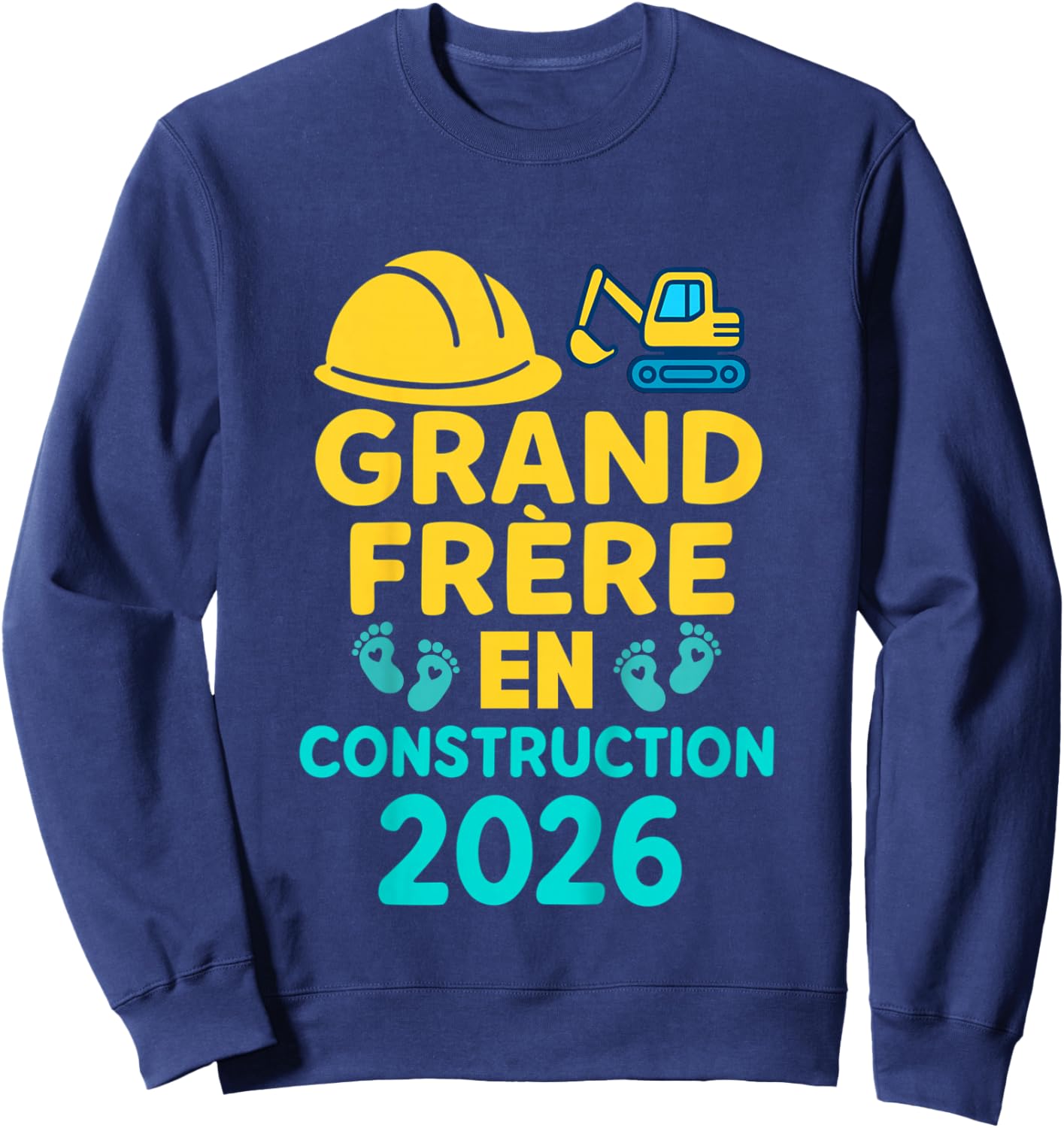 Kid Big Brother in 2026 Funny Construction Vehicle Sweatshirt - Sweatshirt | Navy