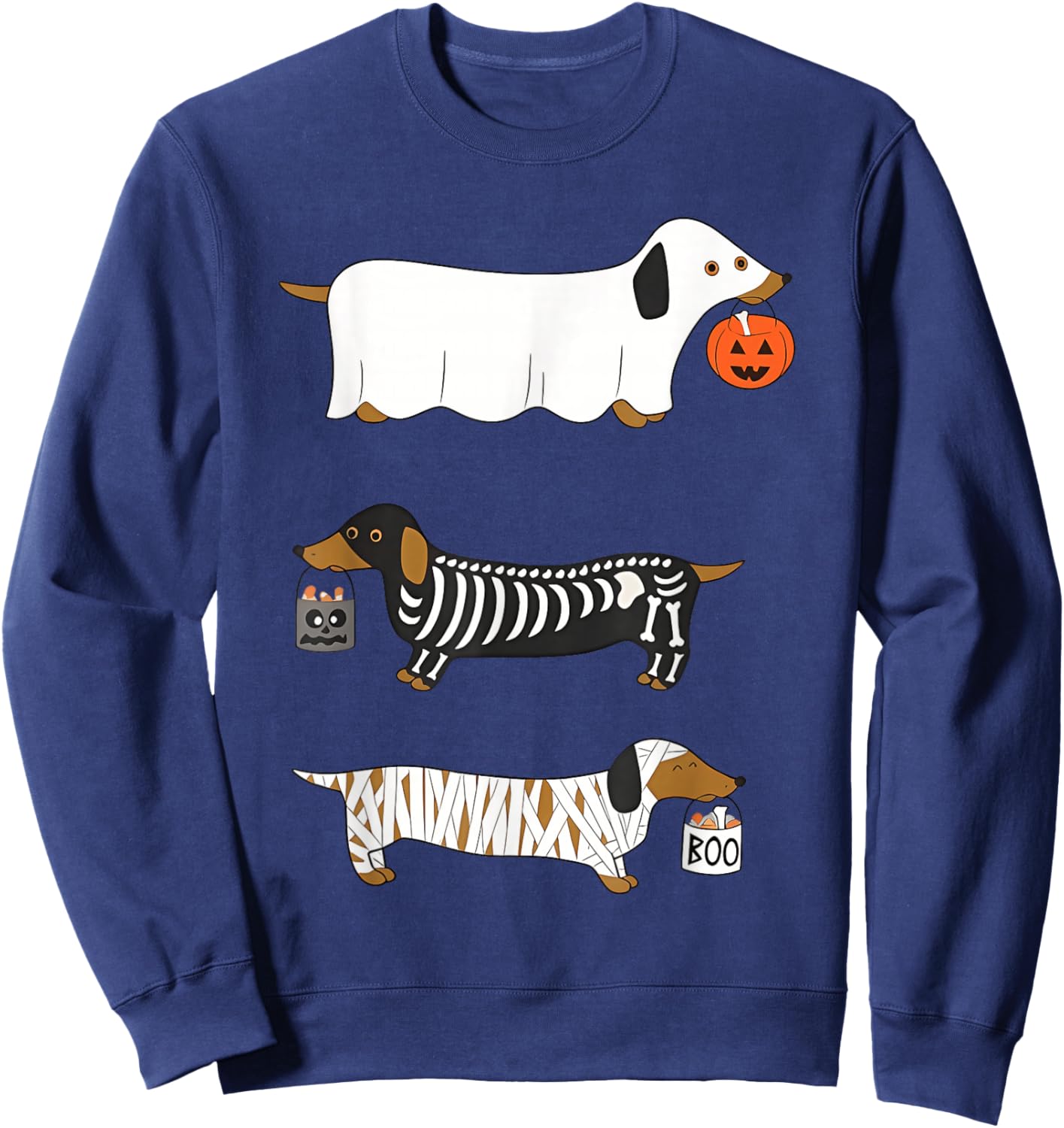 Funny Dachshund Ghost Halloween Spooky Season Weenie Dog Sweatshirt - Sweatshirt | Navy