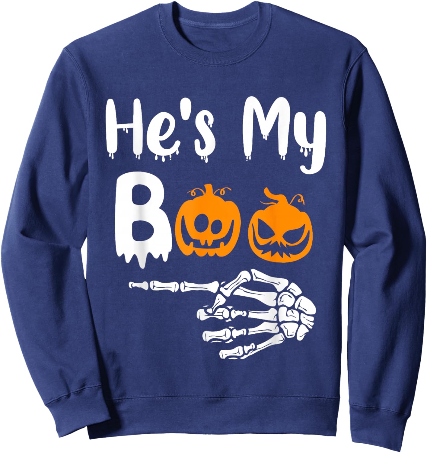 She's My Boo Matching Halloween Pajama Couples He's My Boo Sweatshirt - Sweatshirt | Navy