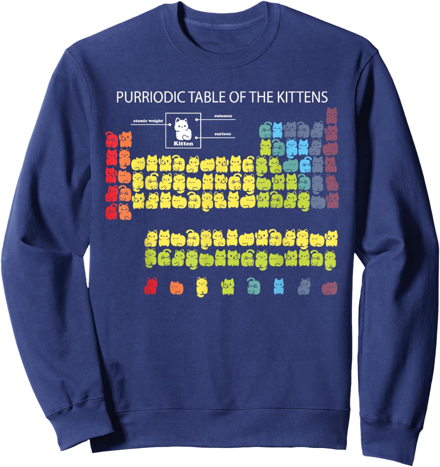 Periodic Table of Kittens Funny Cat Chemistry Funny Cat Sweatshirt - Sweatshirt | Navy