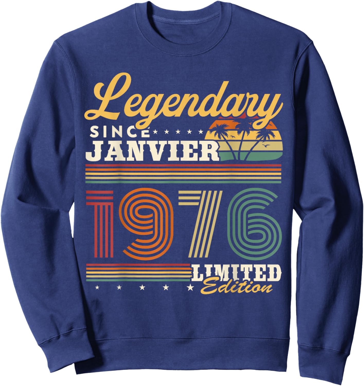 Vintage Birthday Gift 50 Years Born in January 1976 Sweatshirt - Sweatshirt | Navy
