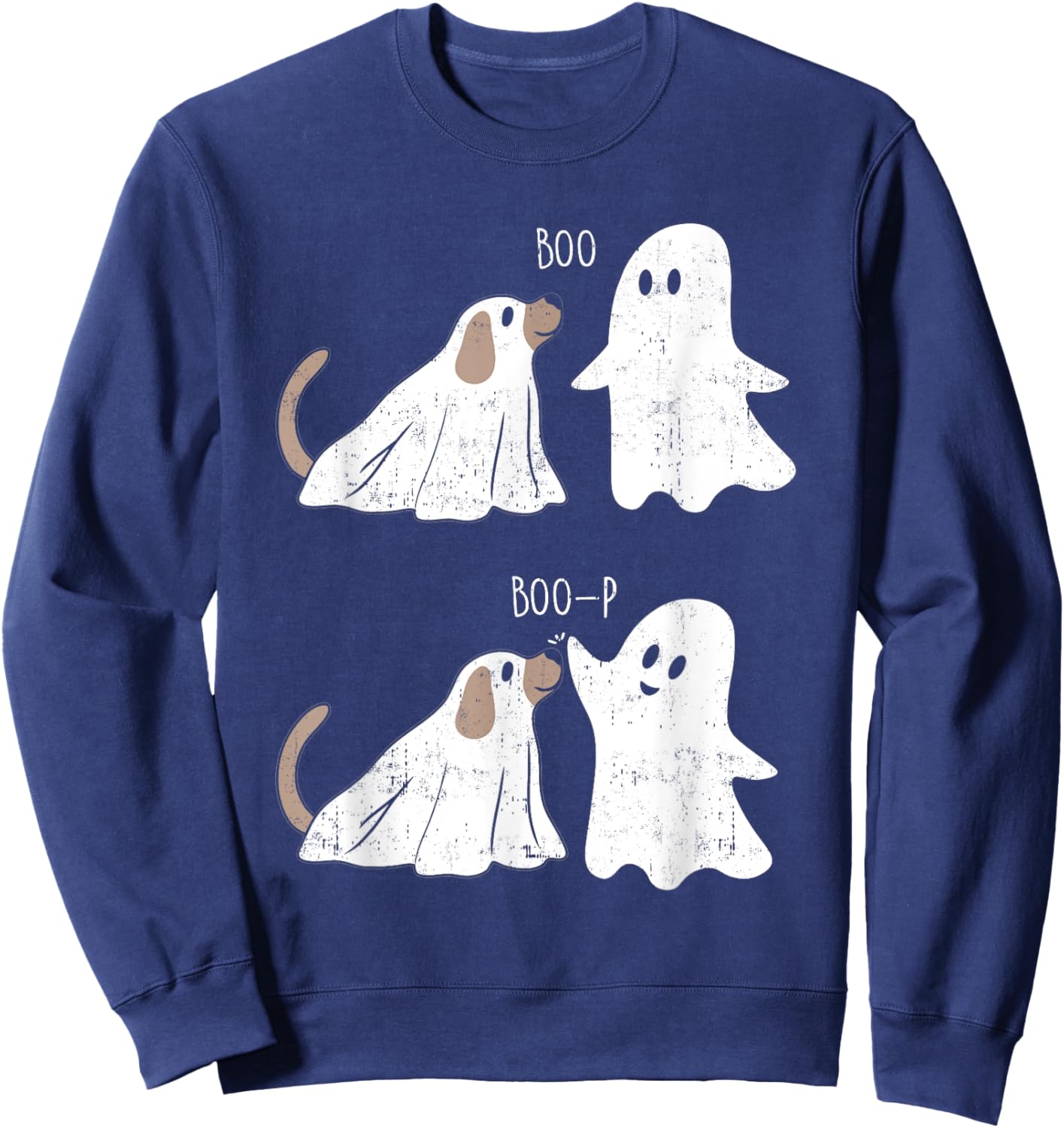 Retro Vintage Boo Boop Ghost And Dog Halloween Funny Sweatshirt - Sweatshirt | Navy