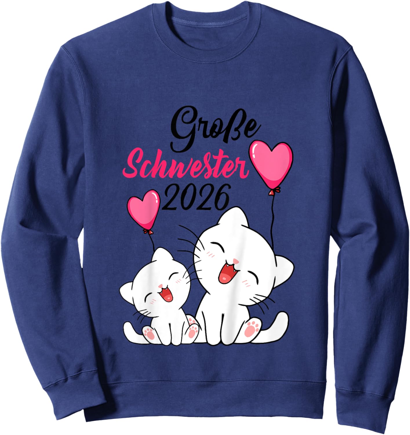 Große Schwester 2026 Baby Ankündigung Katzen Geschwister Sweatshirt - Sweatshirt | Navy