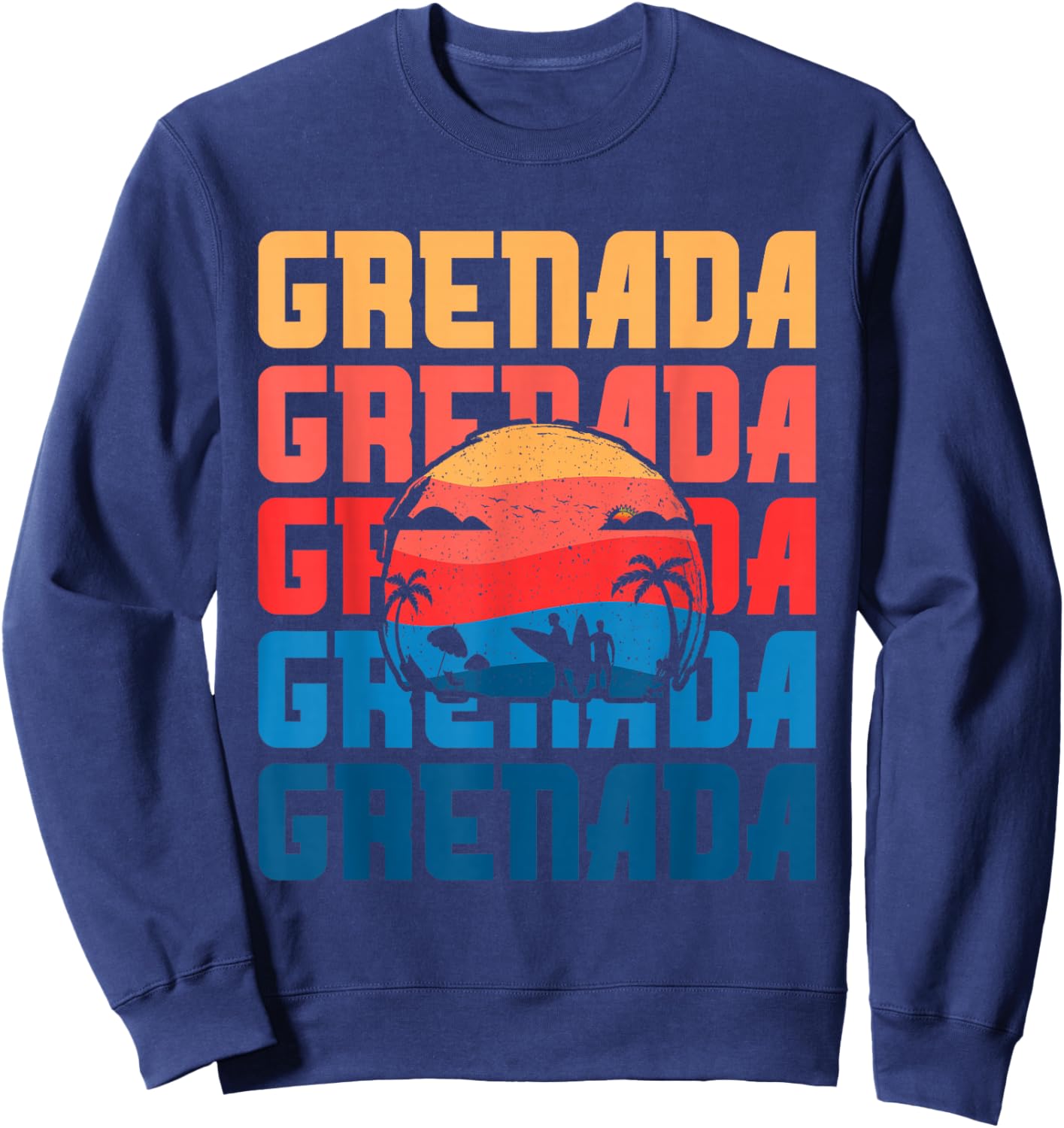 Grenada Vacation Grenadian Surfing Souvenir Retro Sweatshirt - Sweatshirt | Navy
