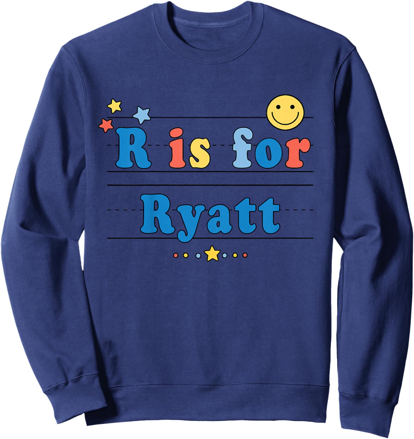 Kids Ryatt Name Shirt Alphabet R is for Ryatt Sweatshirt - Sweatshirt | Navy