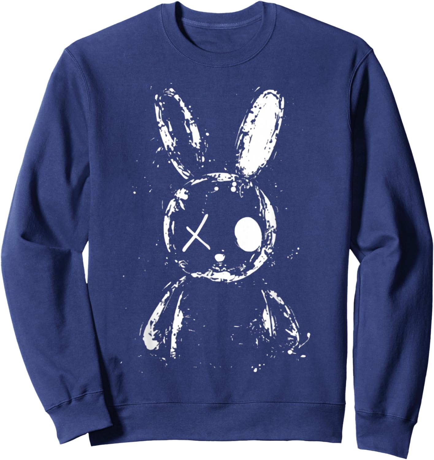 Cute Creepy Bunny Rabbit Grunge Horror Aesthetic Alt Goth Sweatshirt - Sweatshirt | Navy