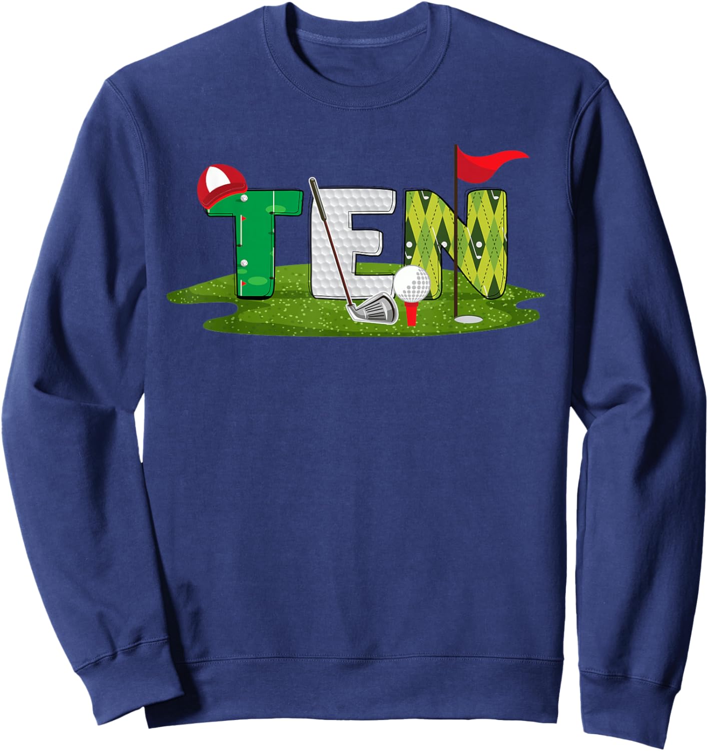10th Birthday Golf Theme 10 Year Old Kids Sport Party Sweatshirt - Sweatshirt | Navy