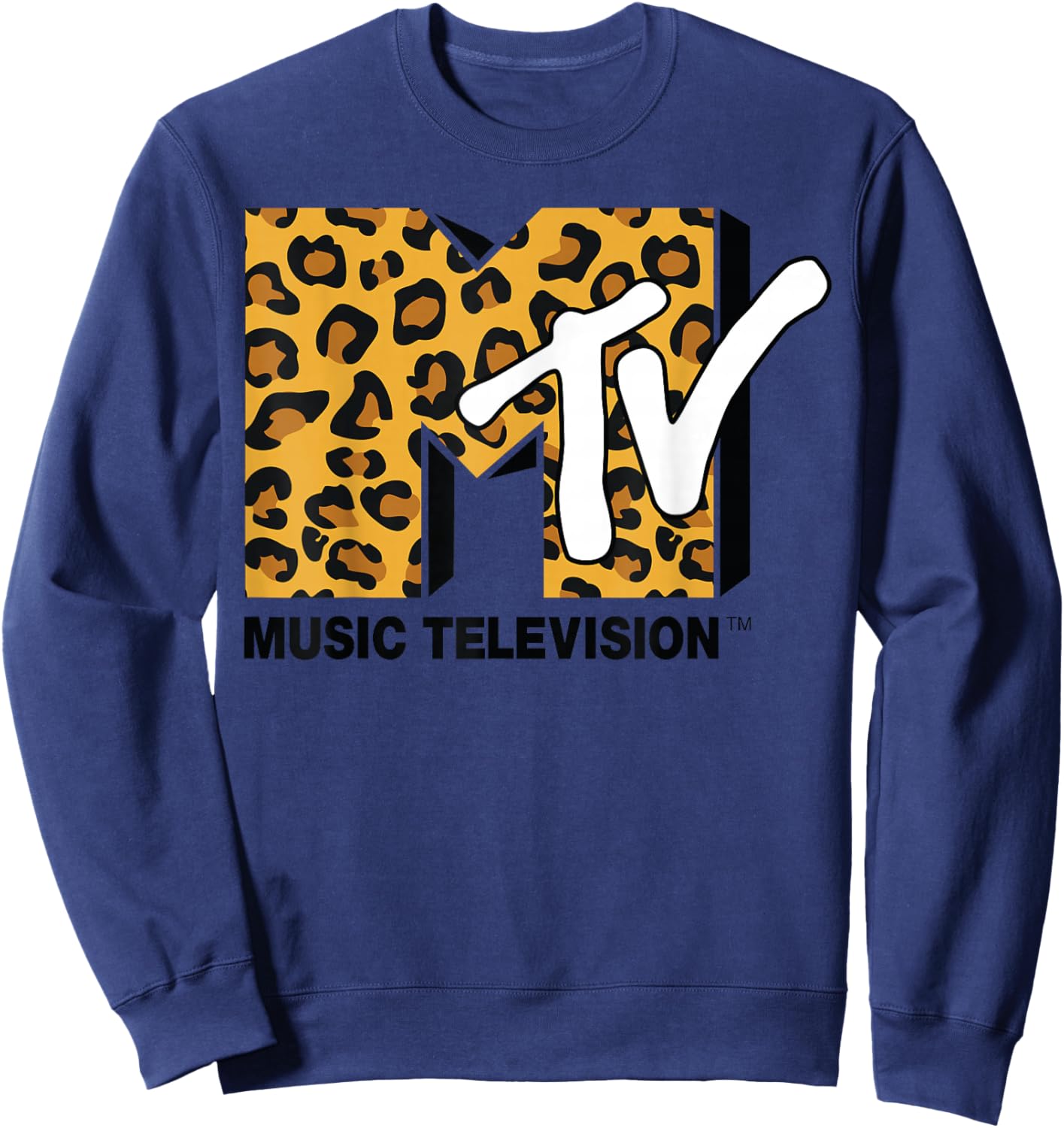 Classic MTV Logo Leopard Print Sweatshirt - Sweatshirt | Navy