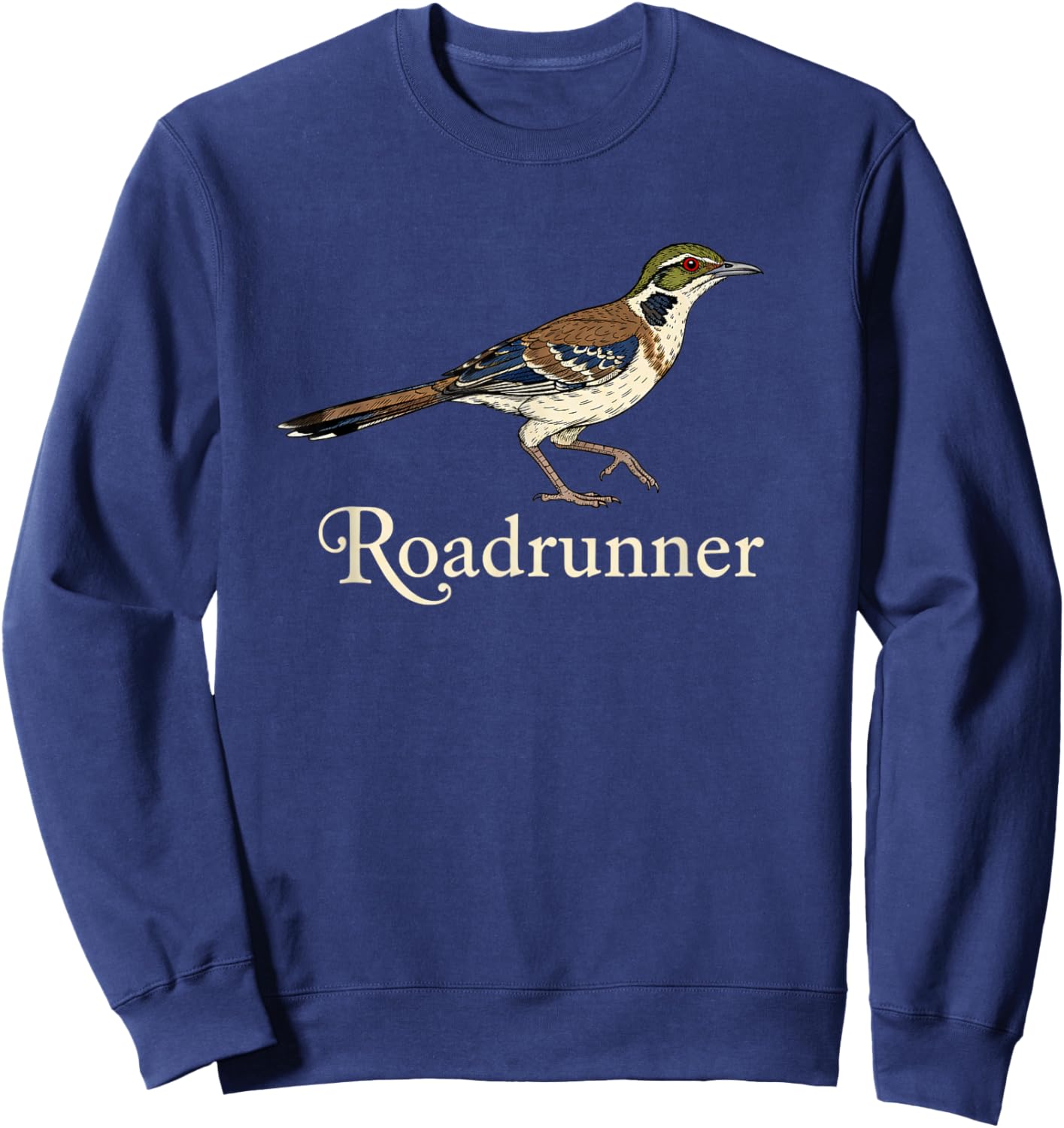 Bird Roadrunner Vintage Illustration, Roadrunner Script Sweatshirt - Sweatshirt | Navy