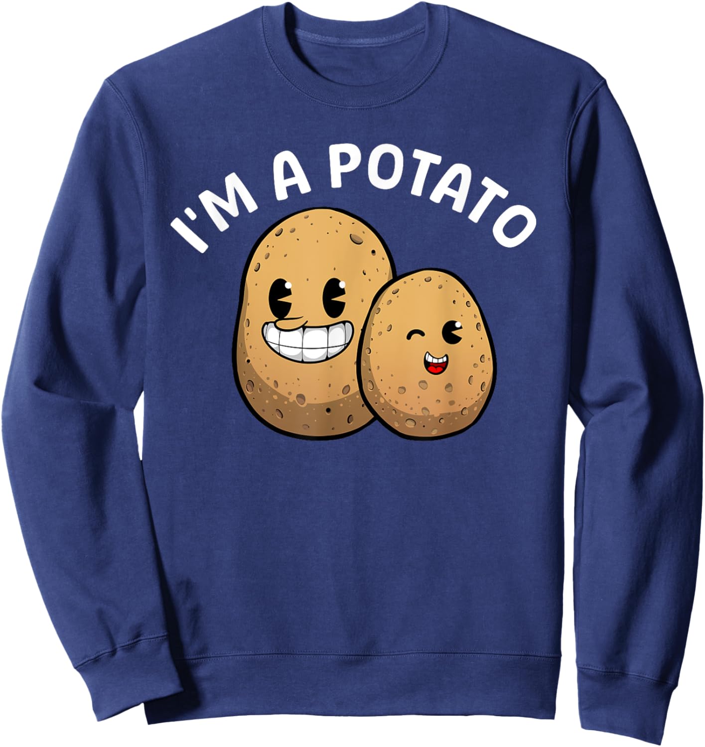 Best Potato Gift Potato Themed Accessories & Stuff Adults Kids Potato Lover Black Small Classic Fit Modern Classic Cartoon Potato Sweatshirt - Sweatshirt | Navy