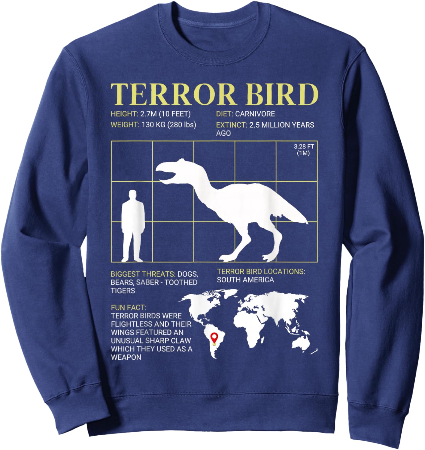 Terror Bird Extinct Giant Flightless Bird Sweatshirt - Sweatshirt | Navy