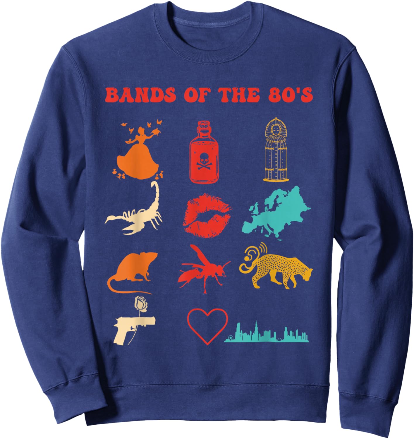 Bands Of The 80's Retro Vintage Design Sweatshirt - Sweatshirt | Navy