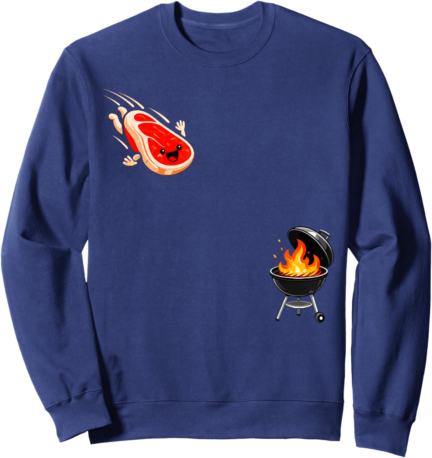 Steak Dive Funny Flying Steak BBQ Grilling Cookout Sweatshirt - Sweatshirt | Navy