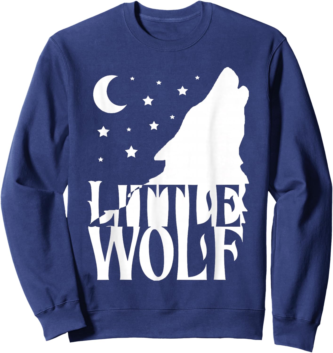 Little Wolf Gift Matching Family Tribe Wolves Moon Sweatshirt - Sweatshirt | Navy