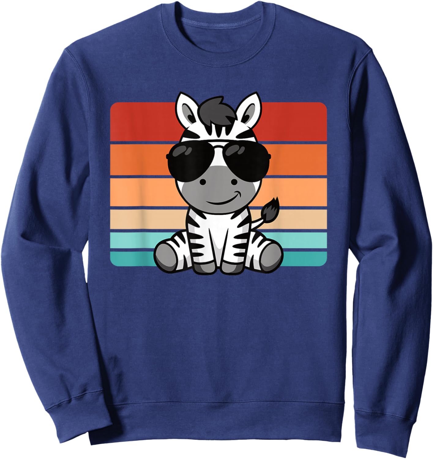 Cool Retro Zebra Lover Funny Men Boys Kids Sweatshirt - Sweatshirt | Navy