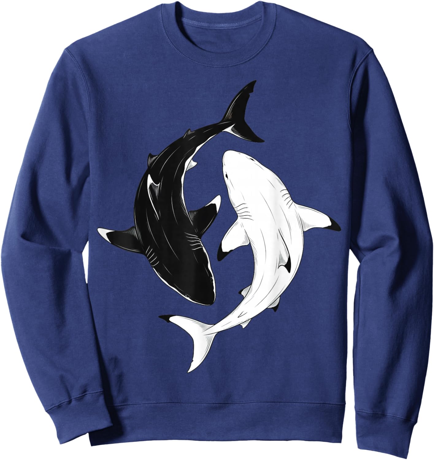 Aesthetic Great White Sharks - Ocean Animal Art Sweatshirt - Sweatshirt | Navy