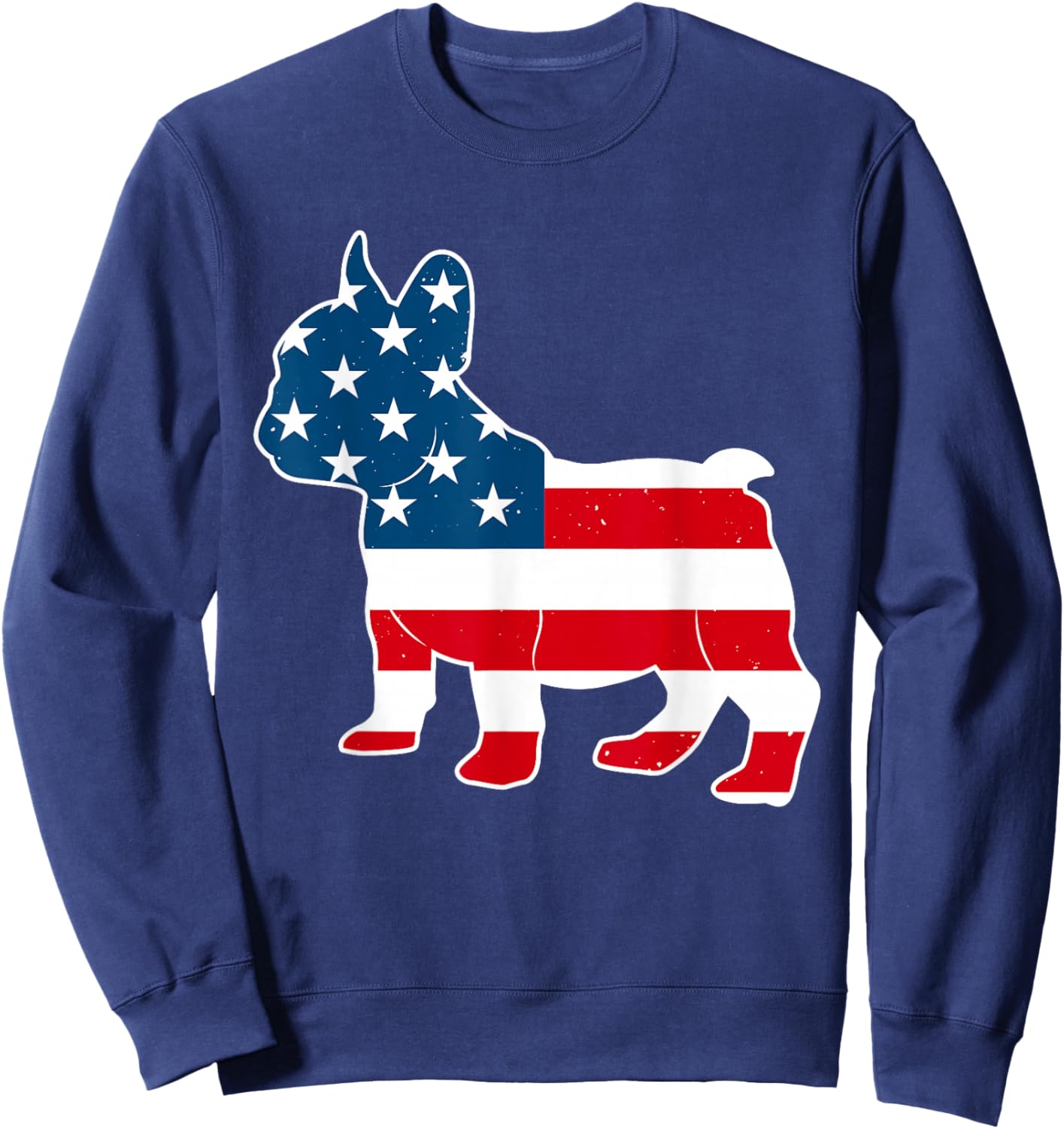 French Bulldog Patriotic American Flag Frenchie 4th of July Sweatshirt - Sweatshirt | Navy