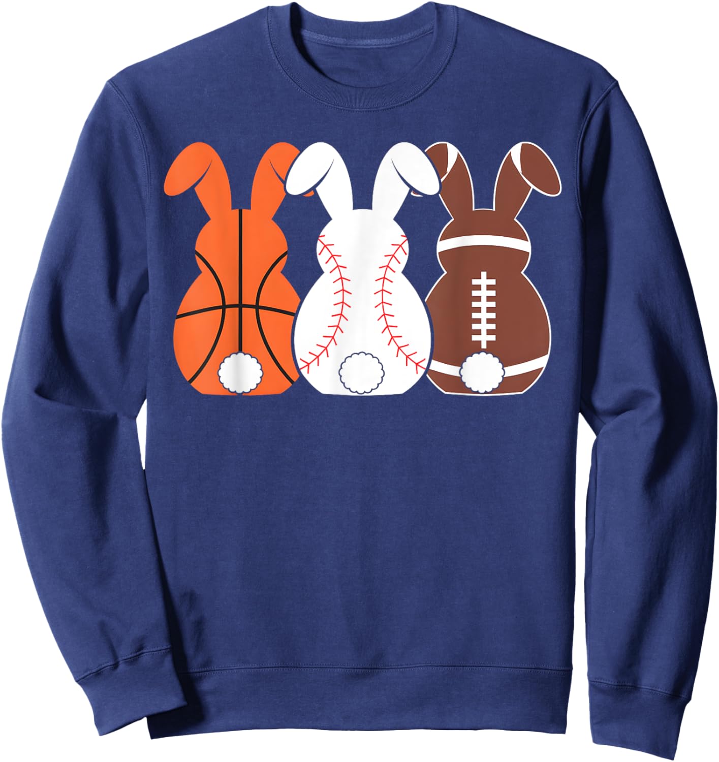 Basketball Baseball Football Sports Easter Bunny Rabbits Sweatshirt - Sweatshirt | Navy
