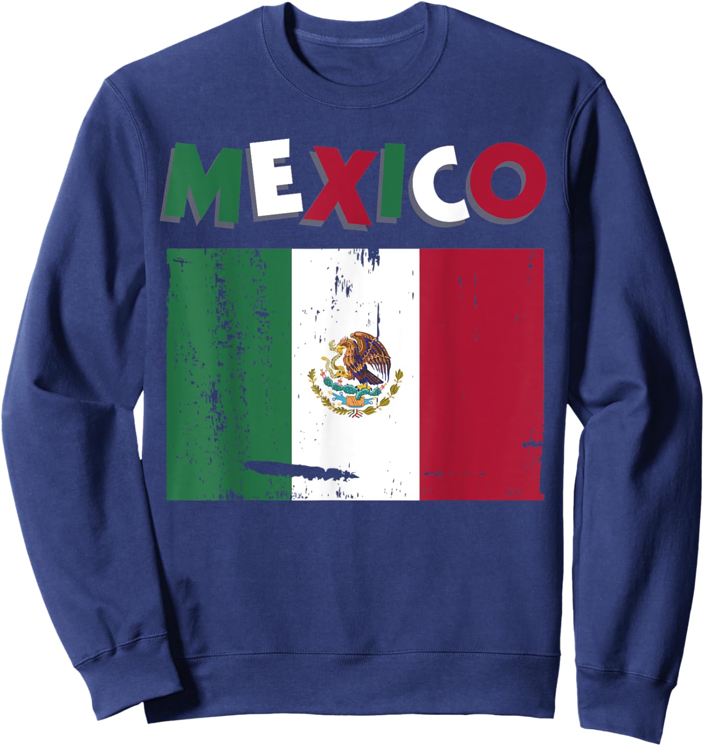 Mexico Vintage Mexican Flag Pride Hat Jersey Sweatshirt - Sweatshirt | Navy