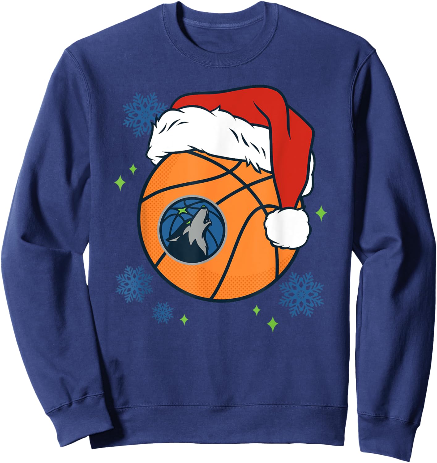 NBA Minnesota Timberwolves Christmas Santa Hat Ball Sweatshirt - Sweatshirt | Navy