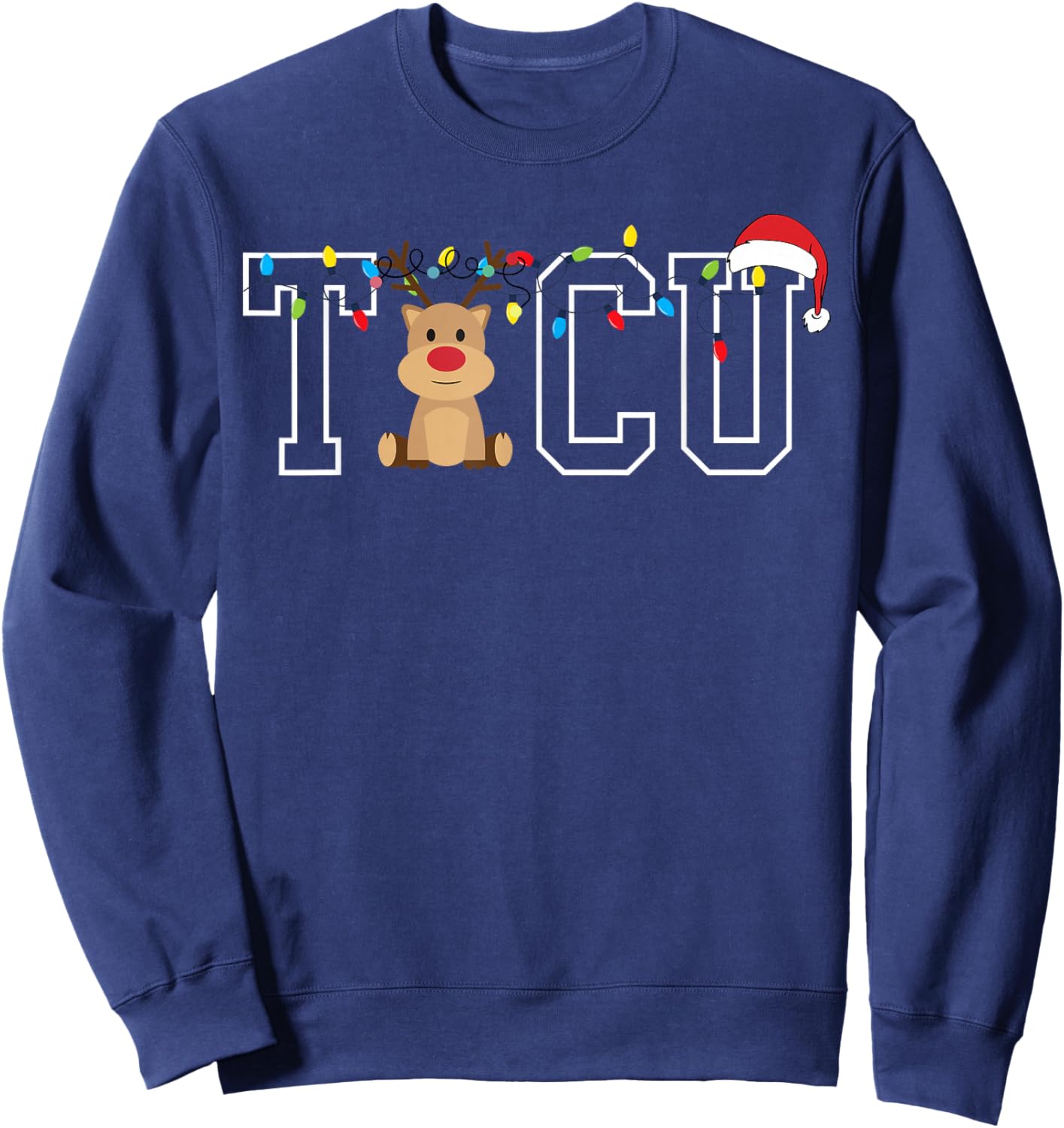 TICU Trauma Intensive Care Nurse Christmas Reindeer Costume Sweatshirt - Sweatshirt | Navy